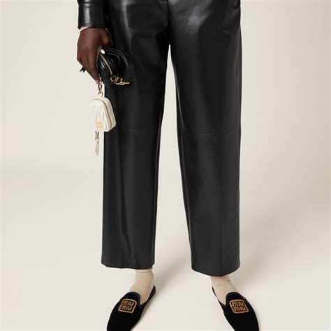 miu miu leather pants|Black Nappa Leather Pants .